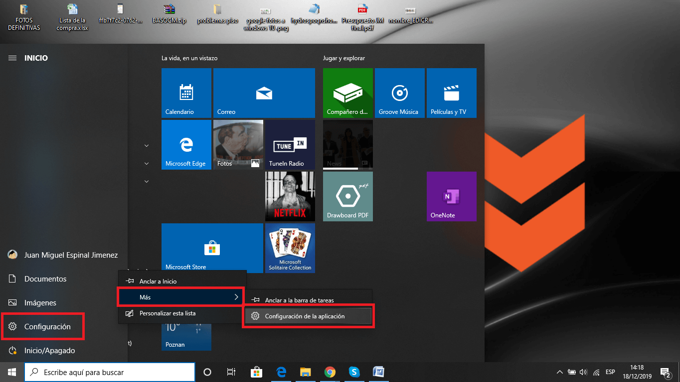 volver a los valores predeterminados de Configuración de Windows 10