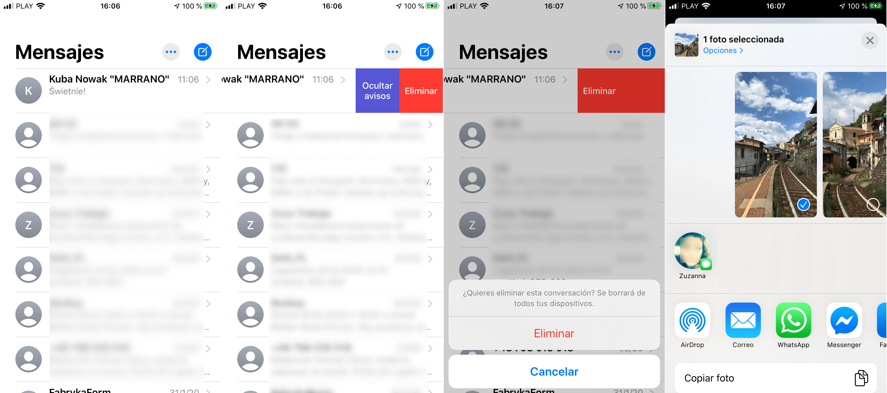 borrar la lista de contactos sugeridos del menu compartir de iPhone