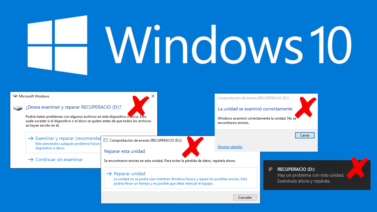 como desactivar los mensajes de error al conectar una memoria USB en Windows 10