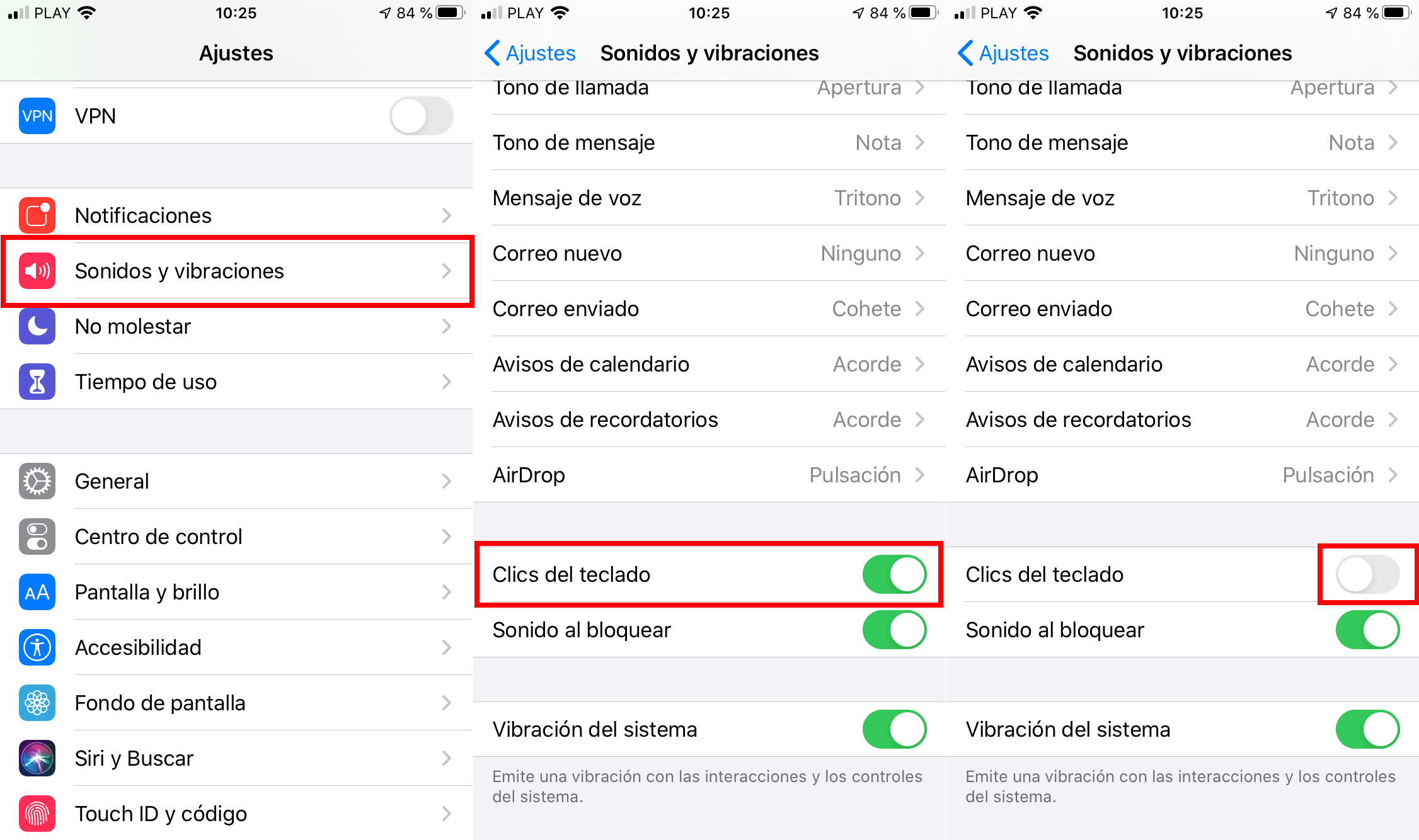 como desactivar el sonido que hacen las teclas del teclado de iPhone