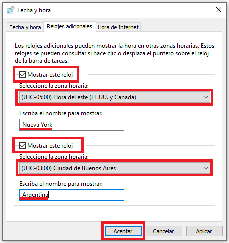 windows 10 permite añadir varios relojes con diferentes zonas horarias