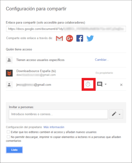 configurar una fecha de caducidad para archivos compartidos de Google Drive