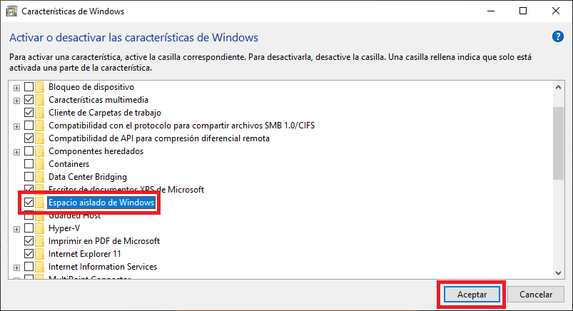 sandbox de windows 10