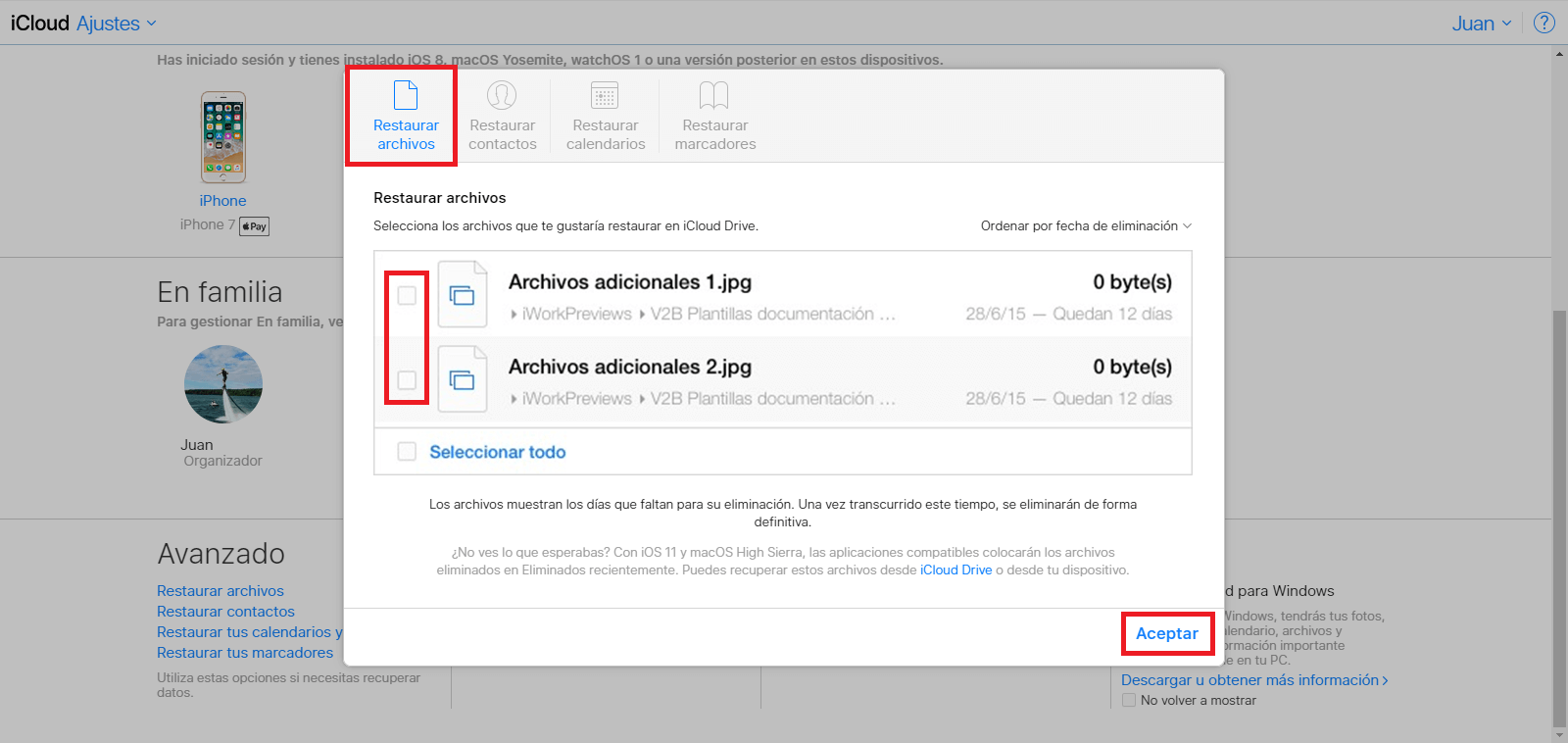iCloud te permite recuperar archivos eliminados en tu dispositivo iOS o MacOS con iCloud Drive