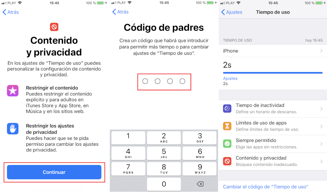 activar el control parental de iPhone