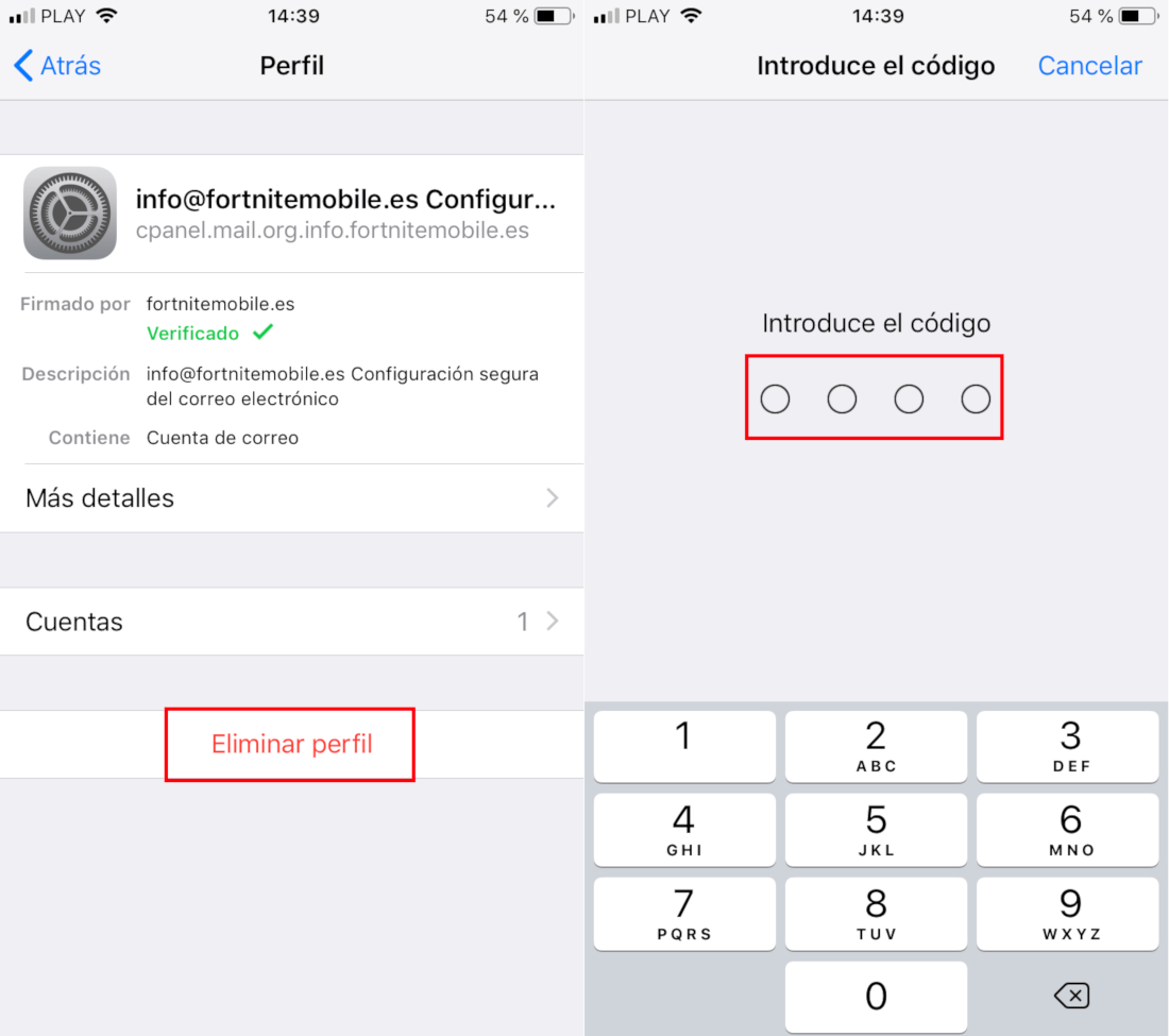como eliminar un perfil de configuracion en iPhone con iOS