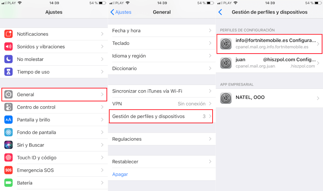 eliminar los perfiles de configuración de iPhone con iOS