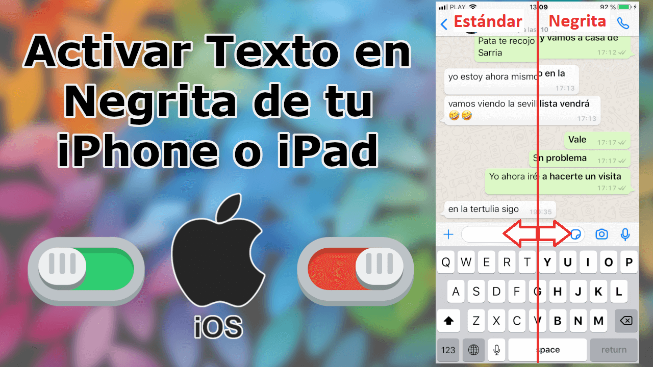 como cambiar el texto a negrita en iPhone con iOS