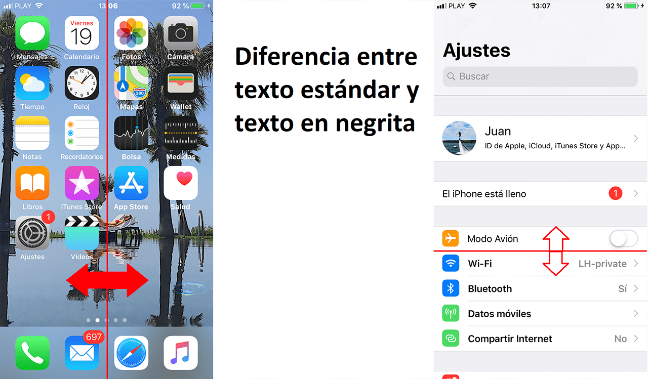 convertir en negrita todo el texto de tu iPhone