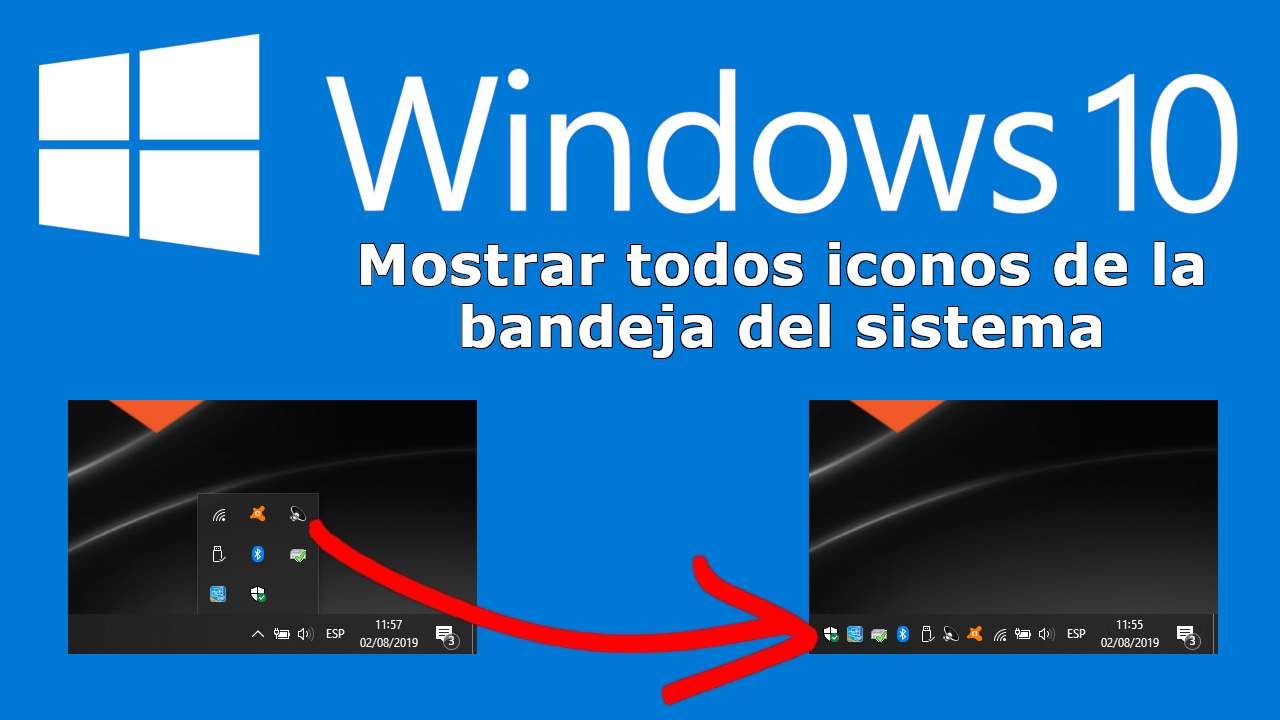 como mostrar los iconos de la bandeja del sistema en la barra de tareas de windows 10