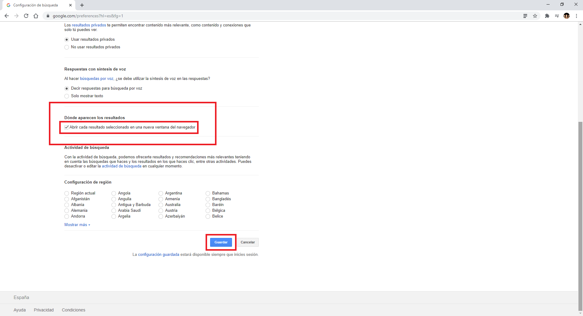 como hacer que los resultados de busqueda se abran en una pestaña nueva del navegador