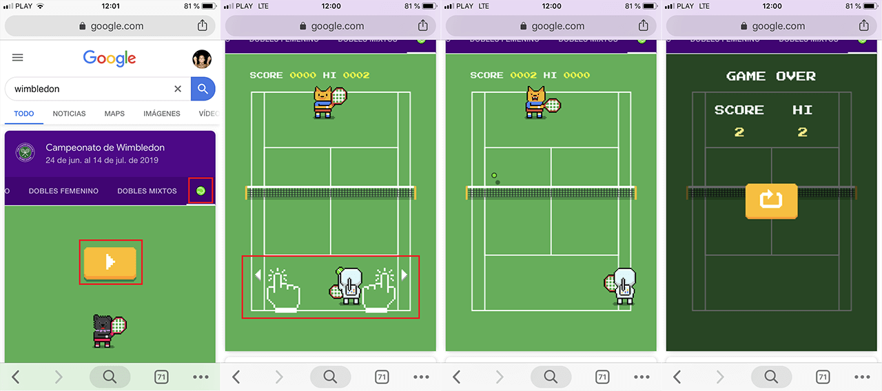 videojuego de tenis en google gratis