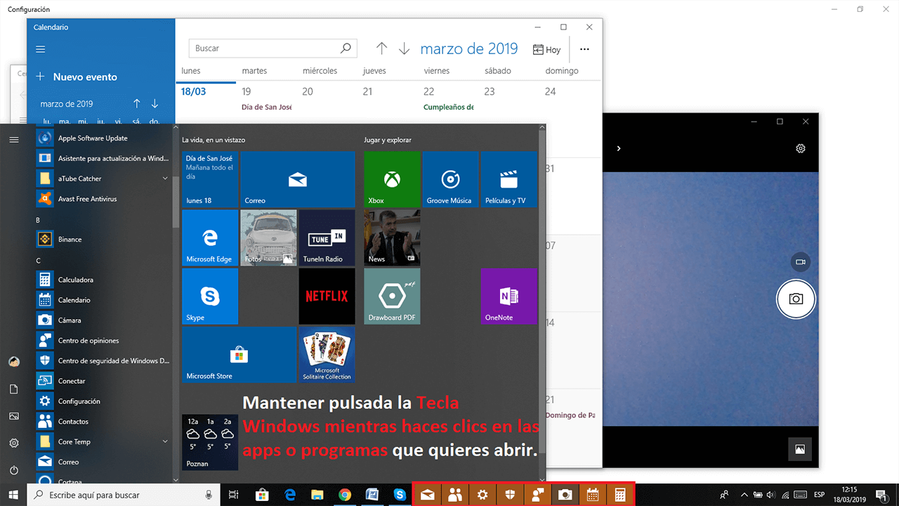 mantener abierto el menú inicio de Windows 10 mientras abrimos multiples apps o programas