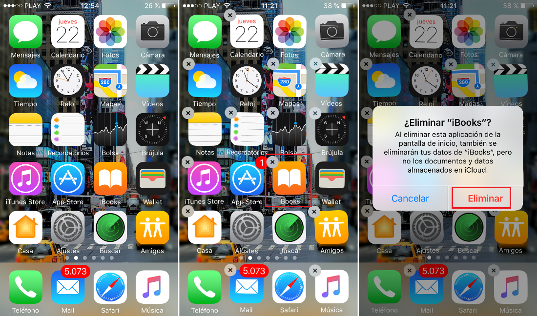 Borrar las apps de Apple nativas de iOS 10 en iPhone