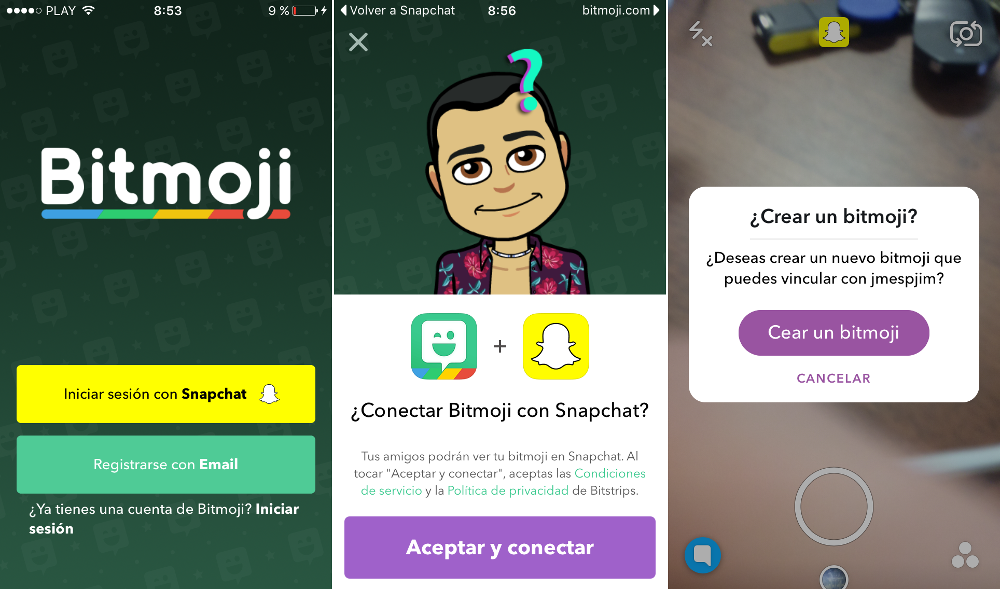 Bitmoji para snapchat y crear emojis