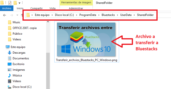 copiar archivos desde bluestacks a tu ordenador con windows