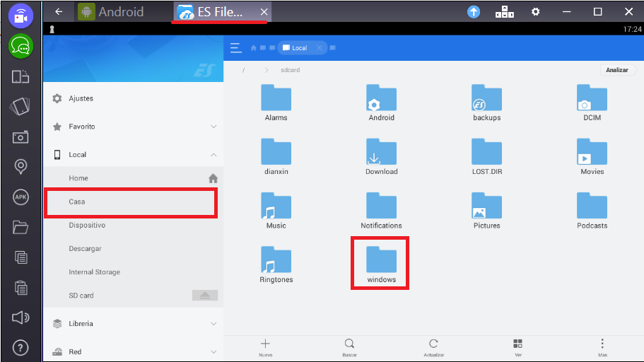 mover archivos dese tu ordenador con windows a Bluestacks