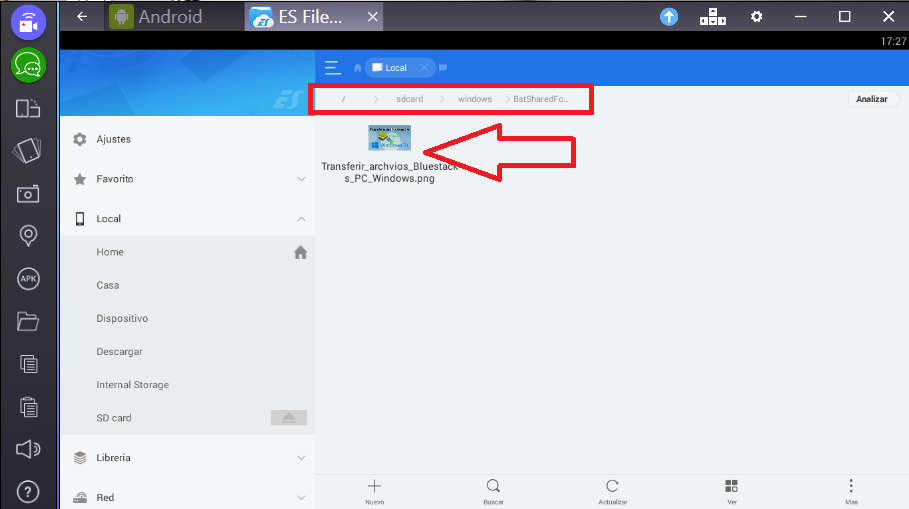 enviar archivos de tu ordenador con Windows a Bluestacks