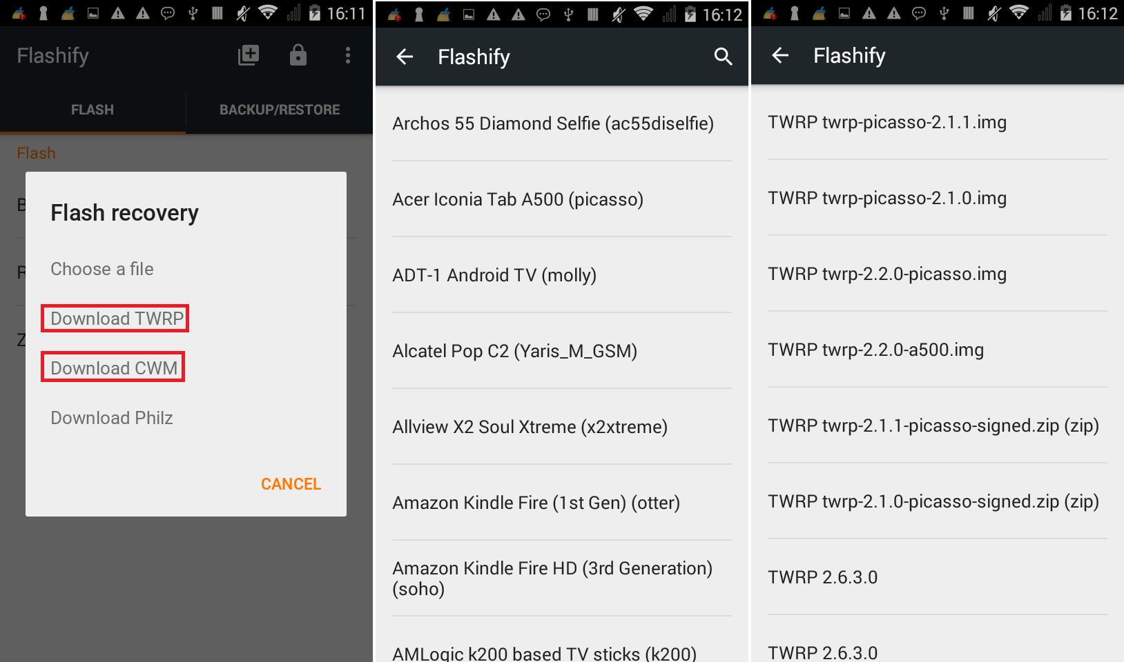 Custom Recovery CWM o TWRP para instalarlo en tu telefono Android con root o sin root