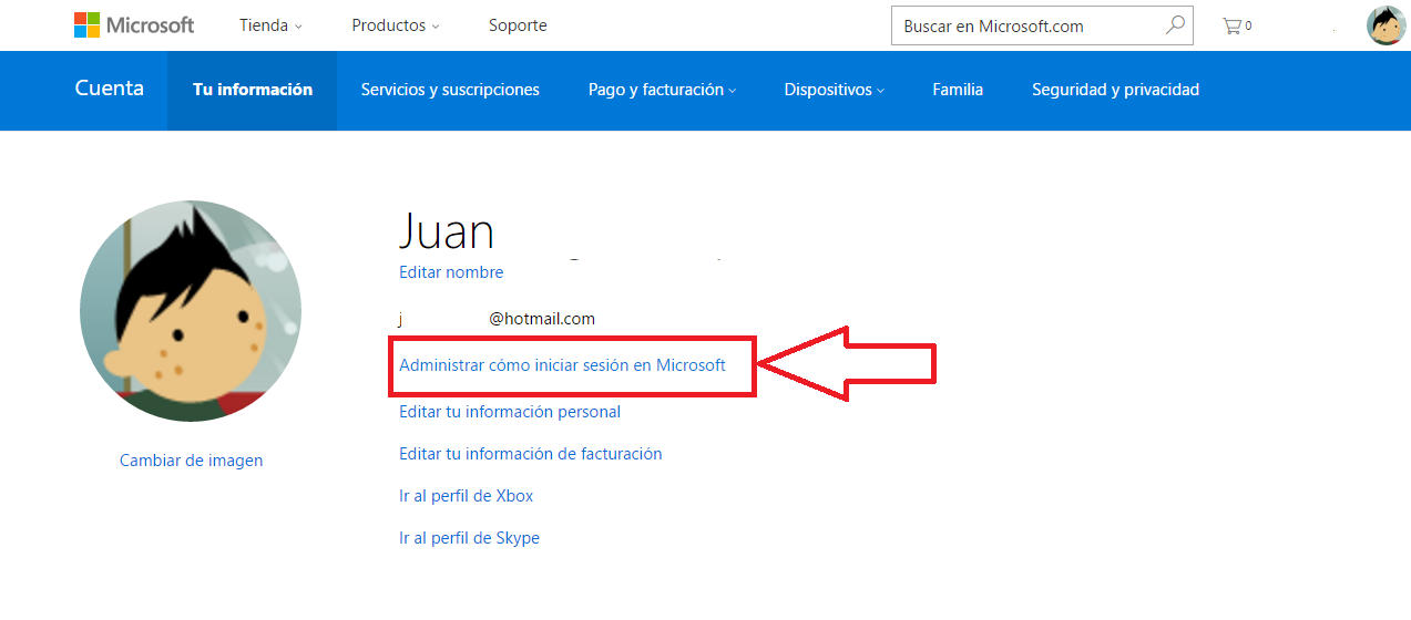 Administrar como iniciar sesión en Microsoft