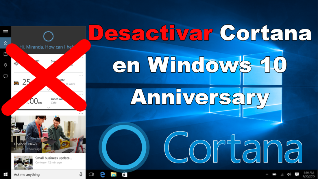 Como eliminar cortana de tu ordenador con windows 10 Anniversary