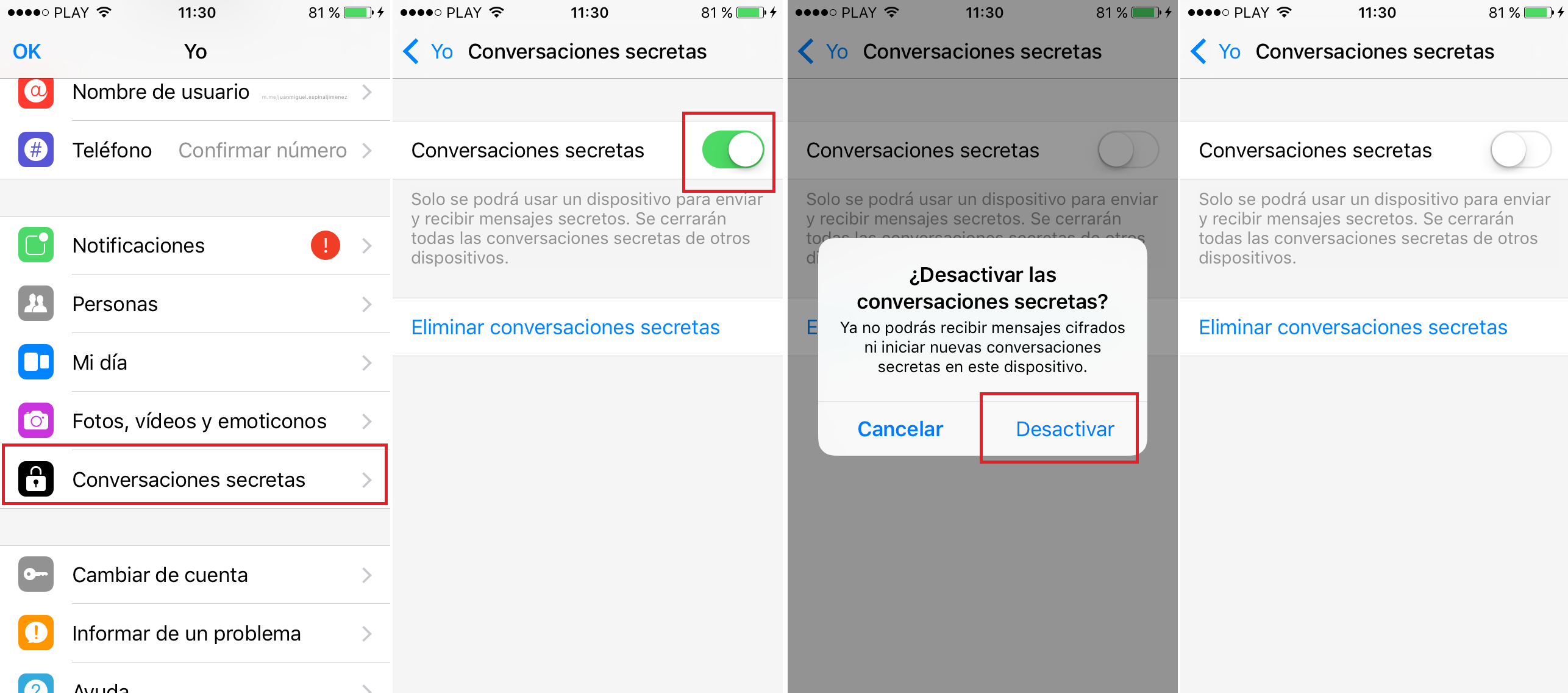 Como desactivar las conversaciones secretas de Facebook Messenger en Android e ios