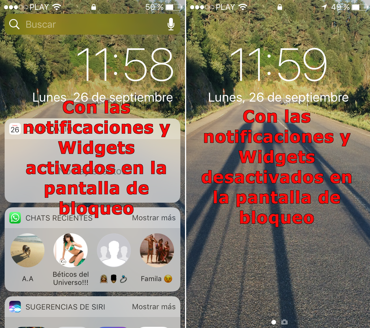 Desactivar las notificaciones y widgets de la pantalla de tu iPhone con iOS 10