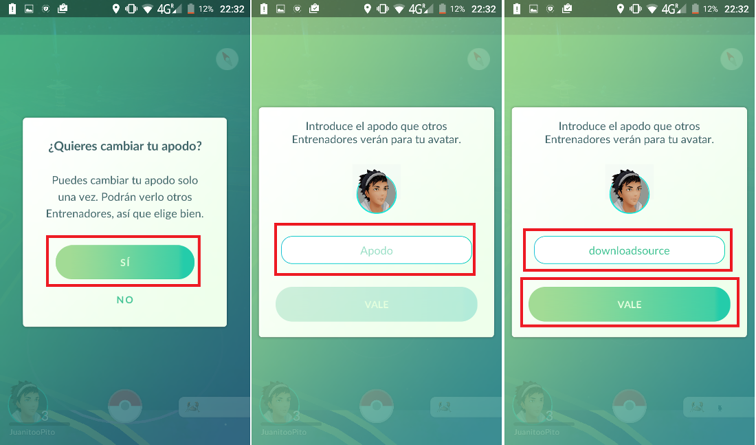 cambiar el nombre del avatar de pokemon go