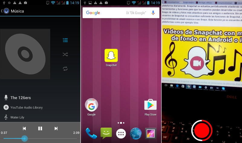 musica de fondo en los videos grabados con Snapchat en iPhone