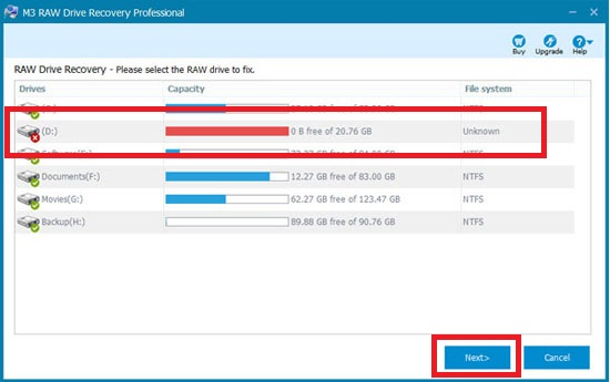 Reparar USB con formata de archivos RAW 