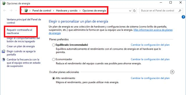 no requerir contraseña en windows 10 tras salir de la suspension de tu ordenador