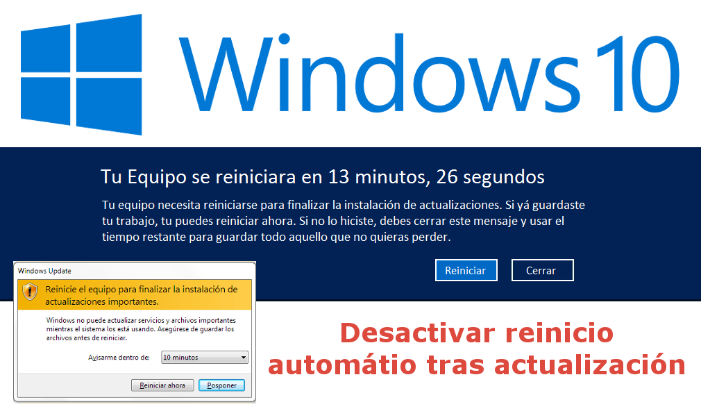 Como deshabilitar el reinicio automatico tras la instalación de actualizaciones en Windows 10