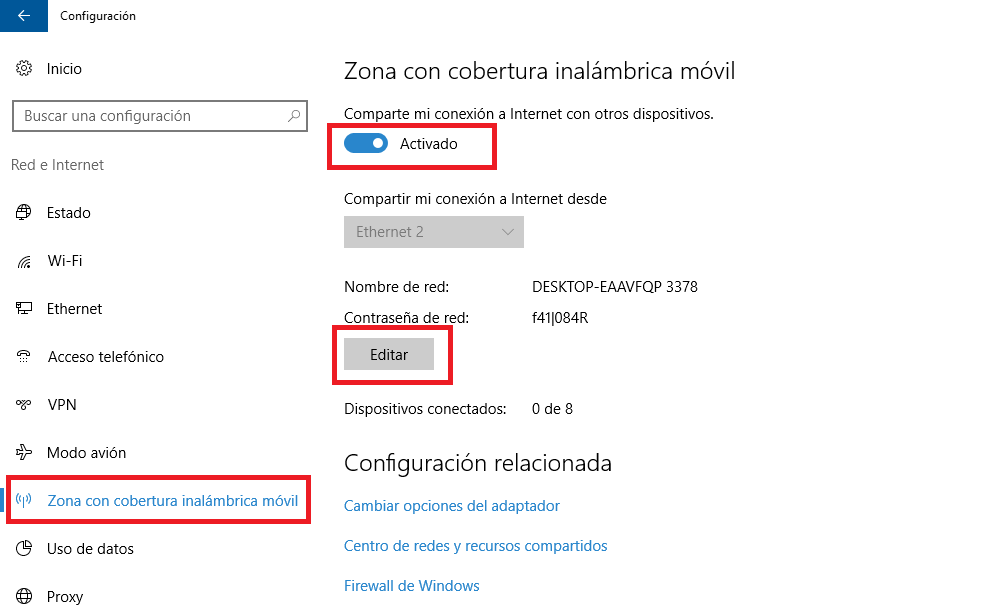 compartir Wifi con otros dispositivos desde tu ordenador con windows 10 anniversary