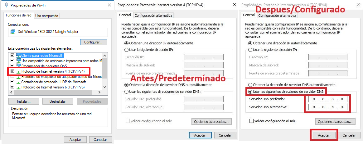 conexion a internet limitada en Windows 10