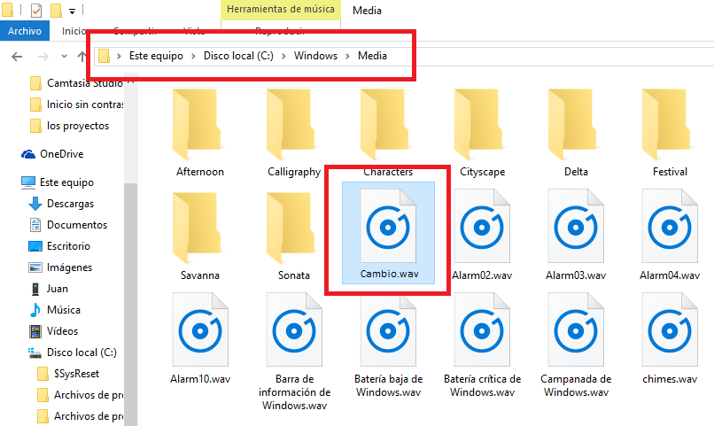 cambio del sonido de las notificaciones de windows 10