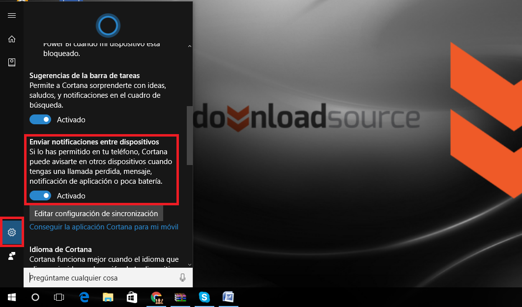 Activar notificaciones entre dispositivos Android en Windows 10 Anniversary con cortana