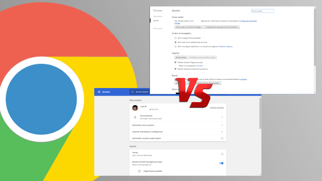 como desactivar el diseño material de los ajustes de google chrome