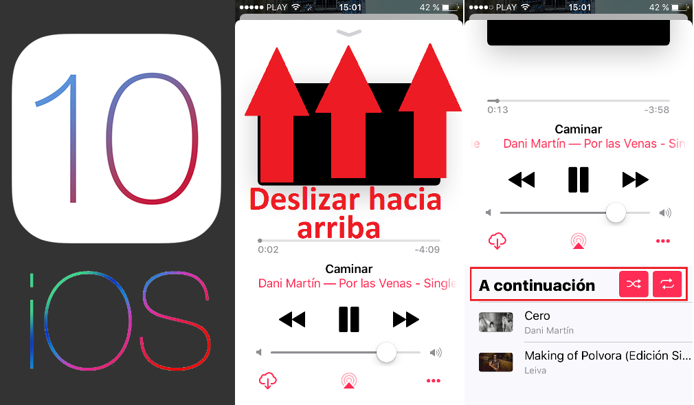 reproduccion aleatoria y continua en Musca de iOS 10