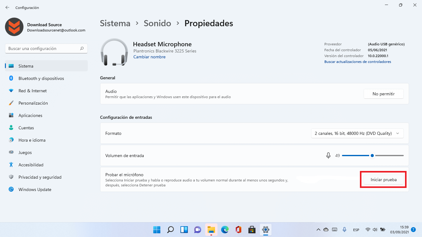 comprobacion del microfono de tu ordenador con Windows 11
