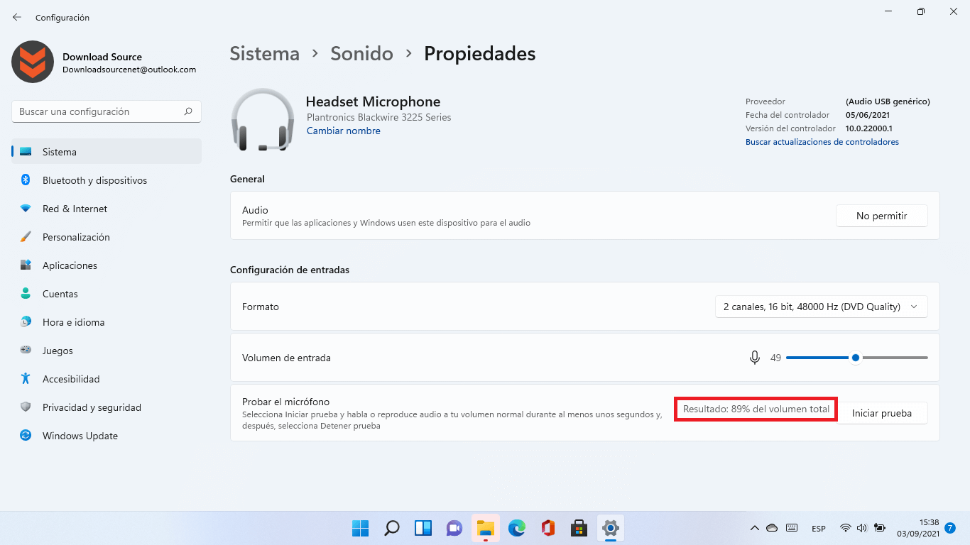 prueba o test para comprobar el microfono de tu ordenador con Windows 11