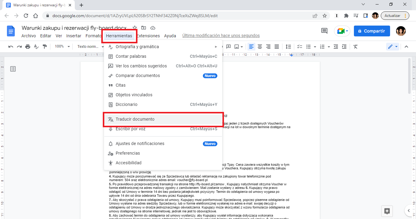 como traducir archivos pdf con google doc