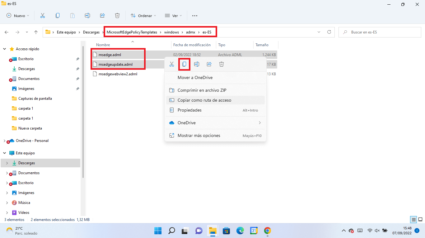 como instalar las directivas de Edge para windows 11