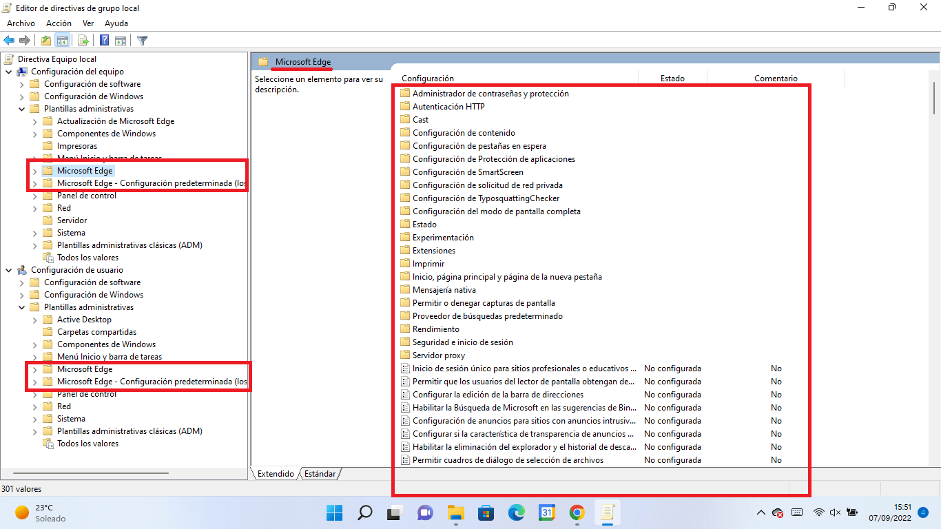 como descargar e instalar las plantillas de directivas de Edge para windows 11
