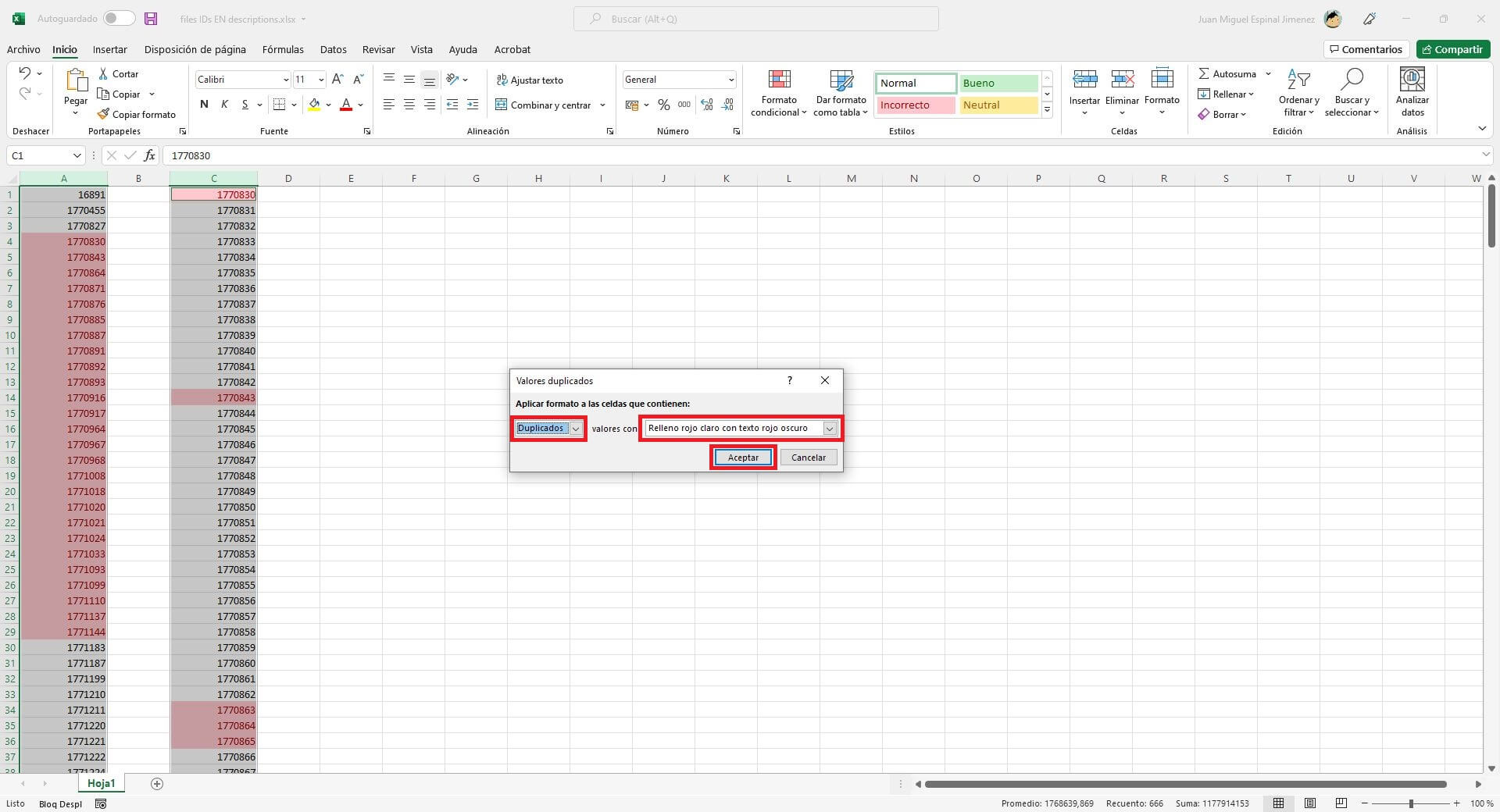 como marcar las celdas duplicadas de una hoja de calculo de microsoft excel