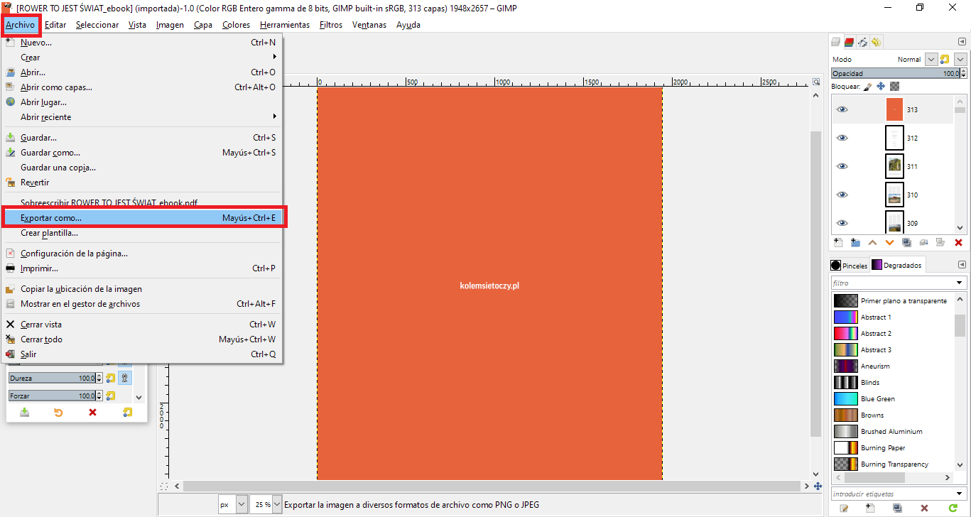 maxima calidad de pdf en gimp