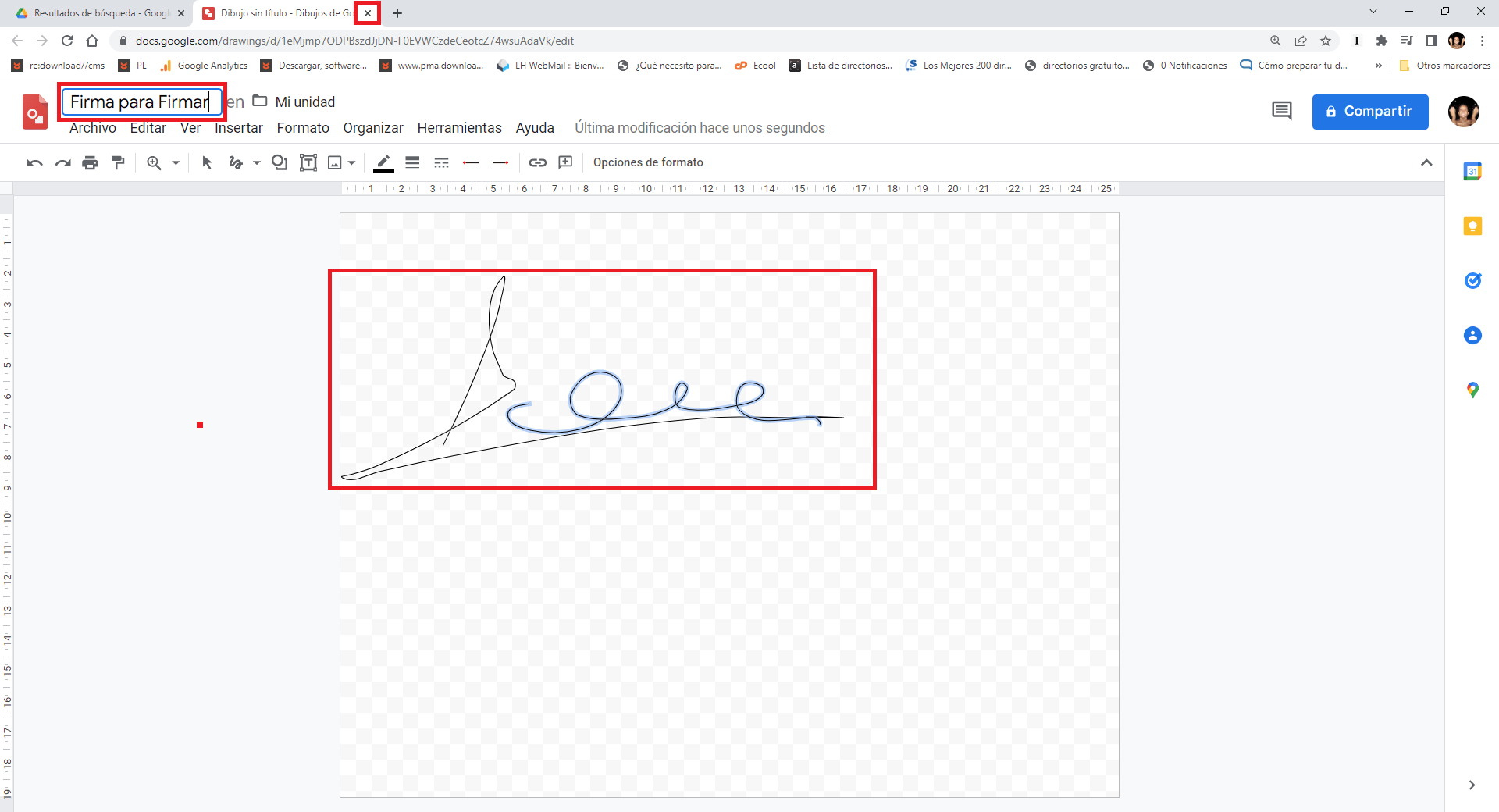 crear firma para documentos en google docs