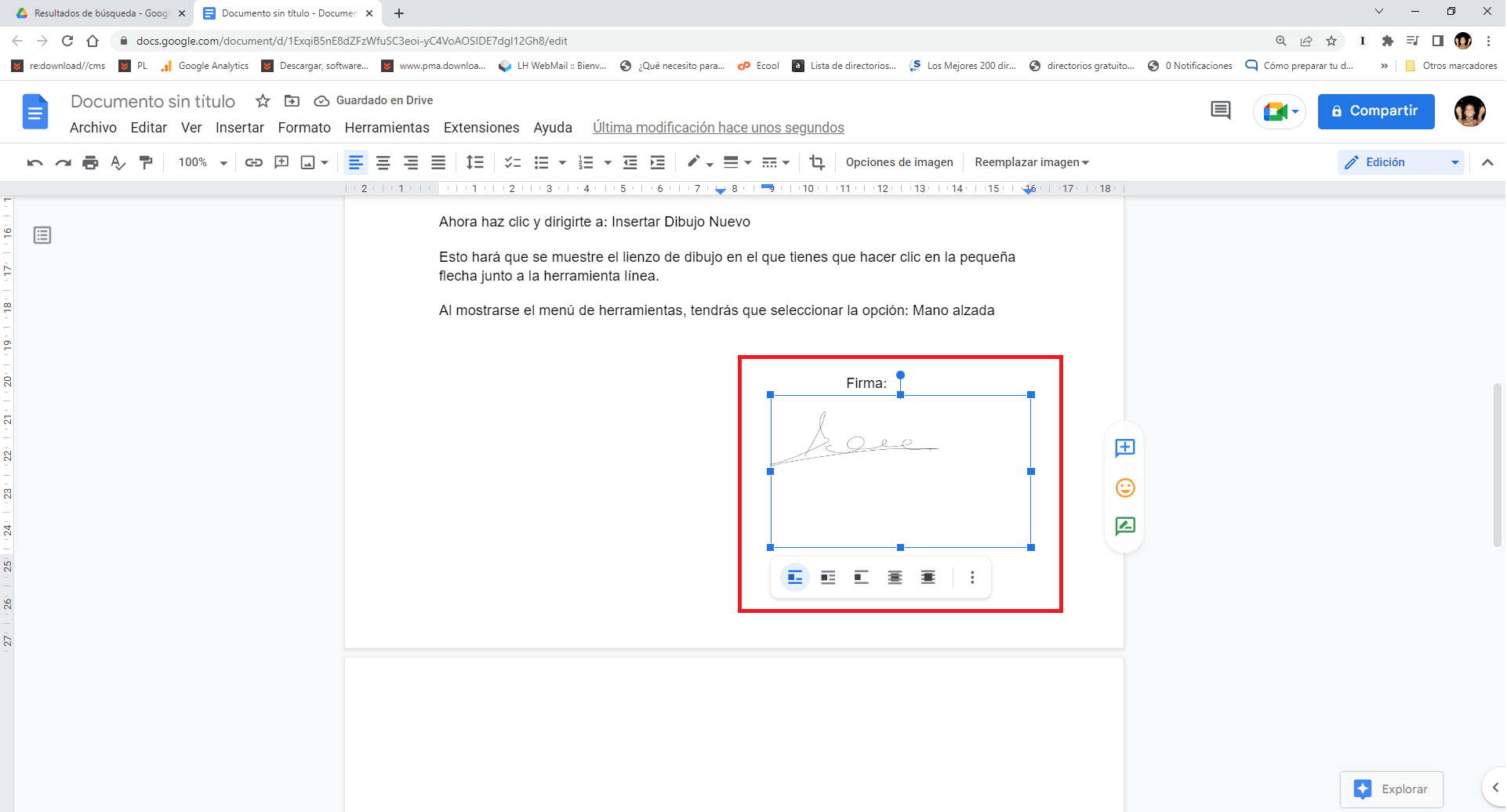 usar firmas en Google Docs para firmar documentos