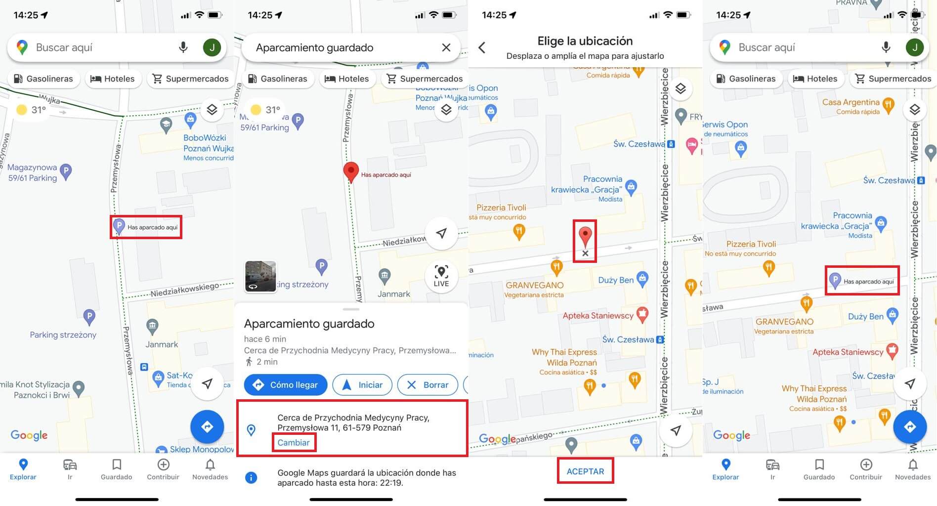 google maps permite guardar la ubicación en la que has aparcado tu coche