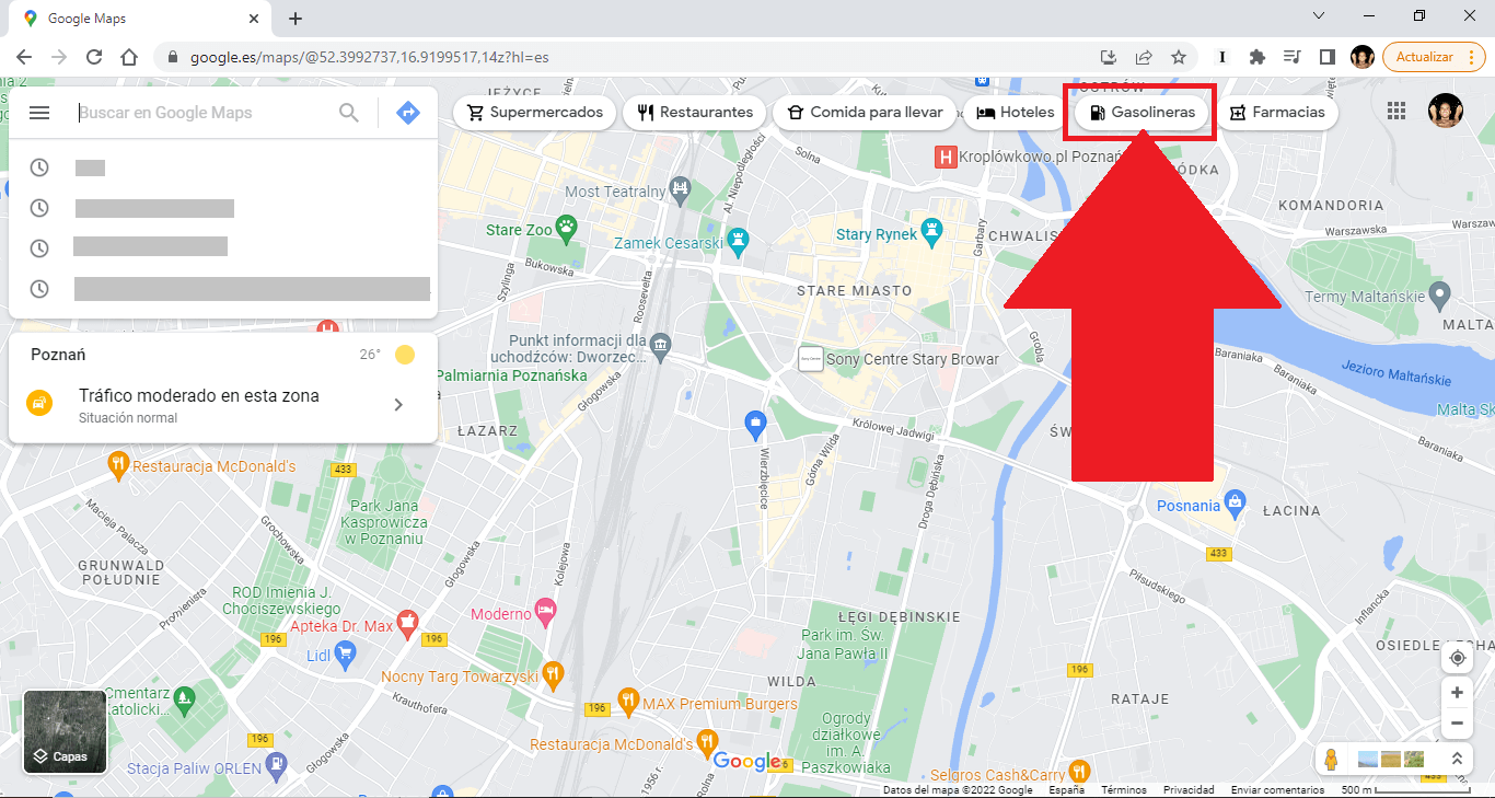 comparar precio de la gasolina con google maps