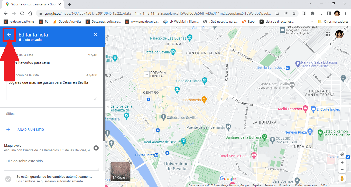 como crear una llista de sitios que te gustan con google maps
